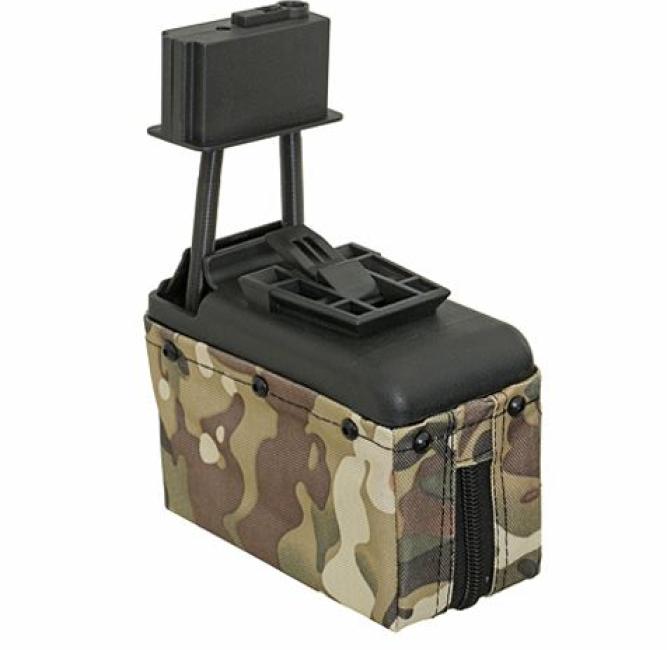 Softair.Zone M249/MK46 1500 Schuss elektrisches Box Mag Camo